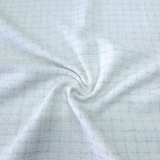 Gümüş İşlemeli Krem Şanel Kumaş