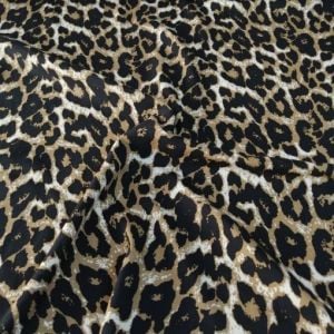 Koyu Leopar Tek En Viskon Kumaş
