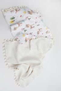 Müslin Pike Battaniye 100% pamuk 110x100 Ölçülerinde Bebek Battaniyesi