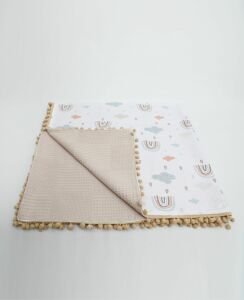 Müslin Pike Battaniye 100% pamuk 110x100 Ölçülerinde Bebek Battaniyesi