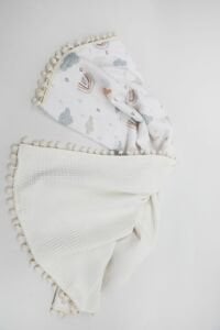 Müslin Pike Battaniye 100% pamuk 110x100 Ölçülerinde Bebek Battaniyesi