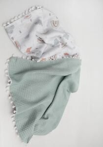 Müslin Pike Battaniye 100% pamuk 110x100 Ölçülerinde Bebek Battaniyesi