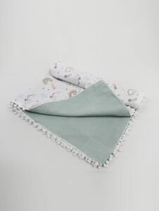 Müslin Pike Battaniye 100% pamuk 110x100 Ölçülerinde Bebek Battaniyesi
