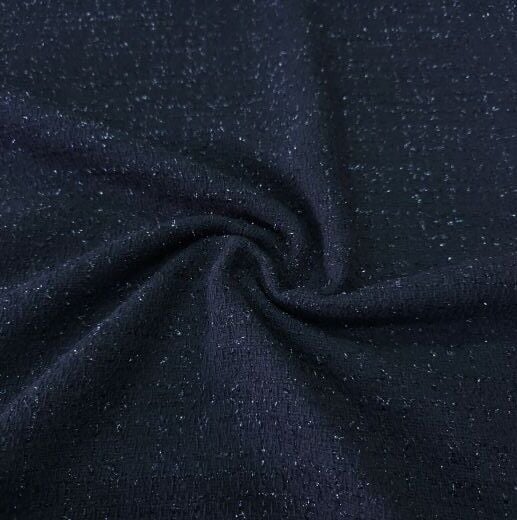 Siyaha Siyah Simli Şanel Kumaş