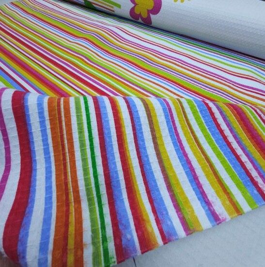 Sulu Çiçek ve Çizgiler Pike Kumaş