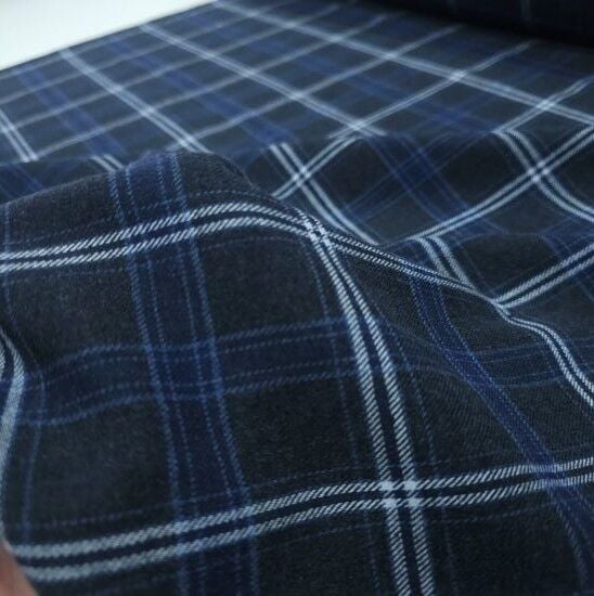 Pamuklu Ekose Kumaş Lacivert