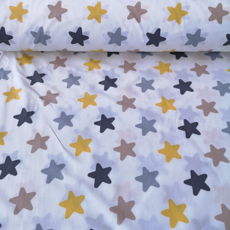 Büyük Yıldızlı Poplin kumaş sarı