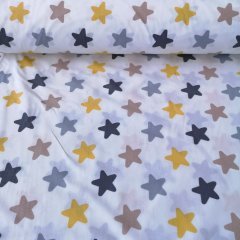 Büyük Yıldızlı Poplin kumaş sarı