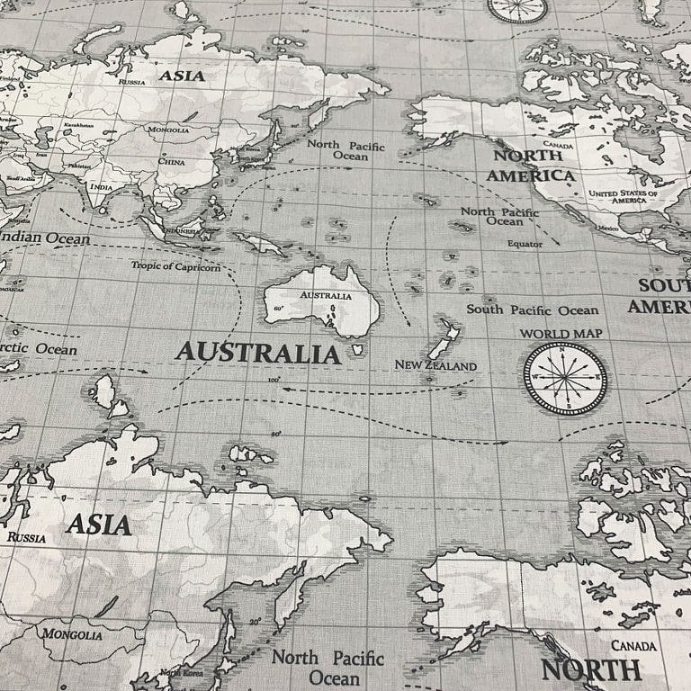 Dünya haritası poplin kumaş