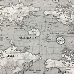 Dünya haritası poplin kumaş