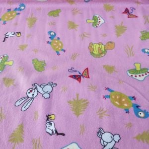 Tavşanlar Pembe Pazen kumaş