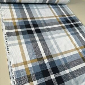 Kareli Poplin Kumaşlar mavi