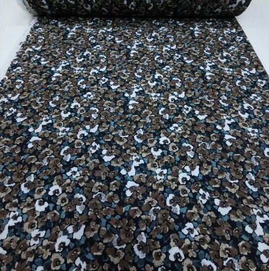 Sezon Çiçek Viskon Kumaş Yeşil