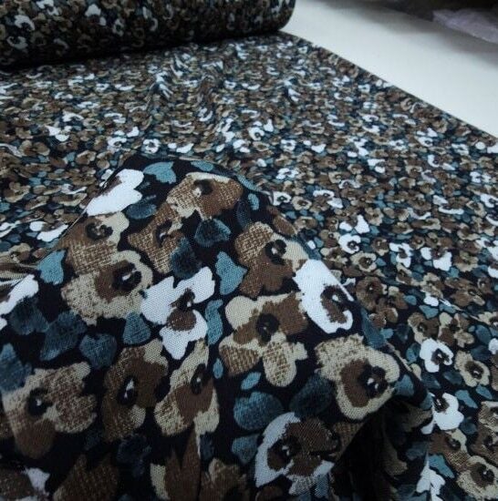 Sezon Çiçek Viskon Kumaş Yeşil