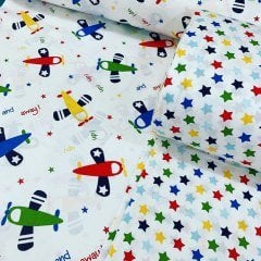 Uçaklar poplin kumaş
