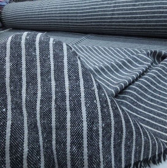 Çizgili Keten Siyah