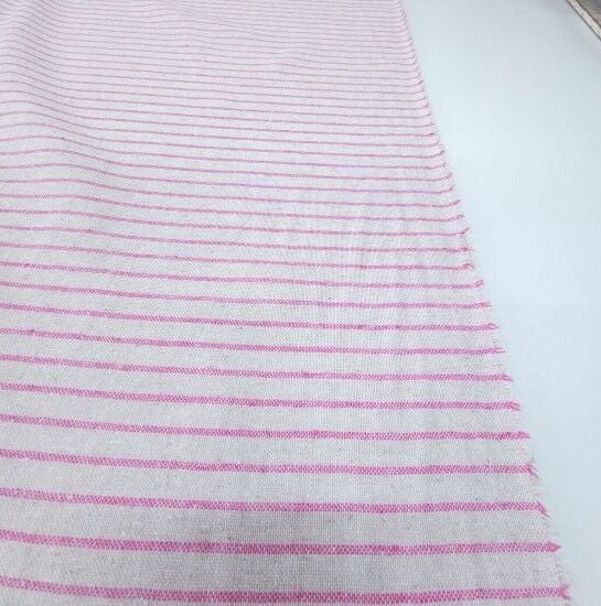 Çizgili Keten Kumaş Pembe