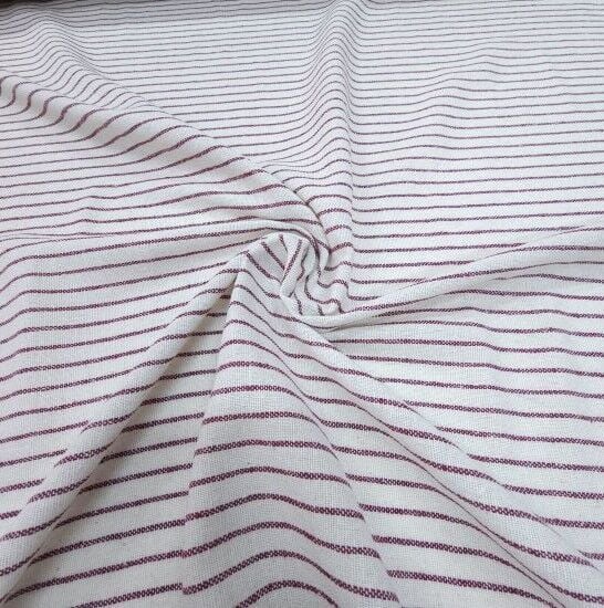 Çizgili Keten Kumaş Bordo