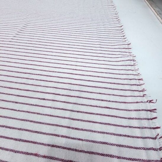 Çizgili Keten Kumaş Bordo