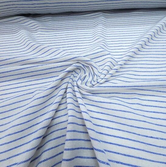 Çizgili Keten Kumaş Mavi