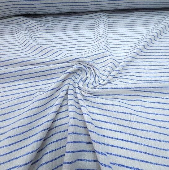 Çizgili Keten Kumaş Mavi