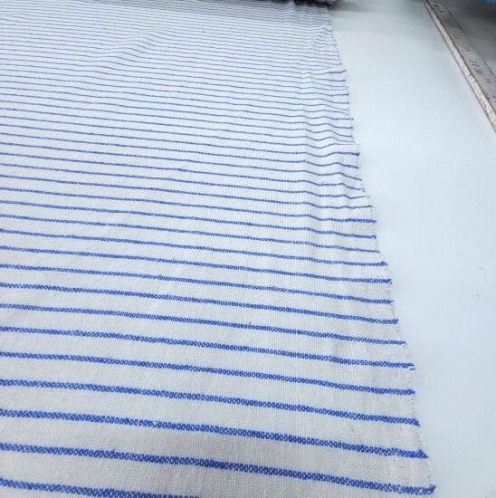 Çizgili Keten Kumaş Mavi