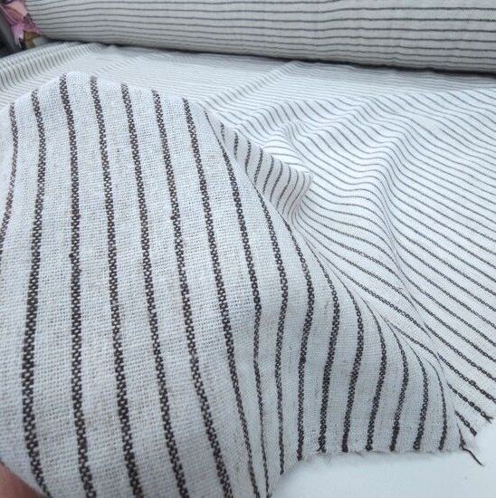 Çizgili Keten Kumaş Kahverengi