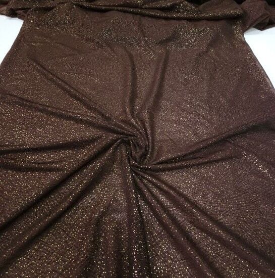 Işıltı Simli Kumaş Kahverengi