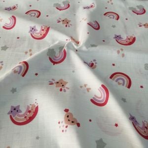 Pembe Gökkuşağı ve Yıldızlar Müslin Bezi