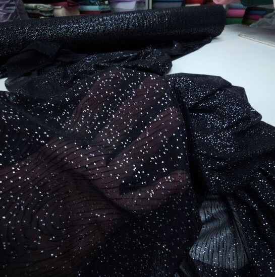 Işıltı Simli Kumaş Siyah