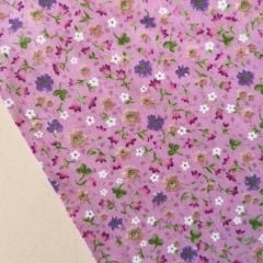 Minik Çiçekler poplin kumaş gül kurusu