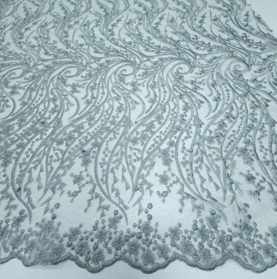 Boncuklu Sarmaşık Güpür Kumaş Küf Yeşili