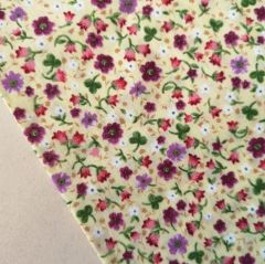 Minik Çiçekler poplin kumaş sarı