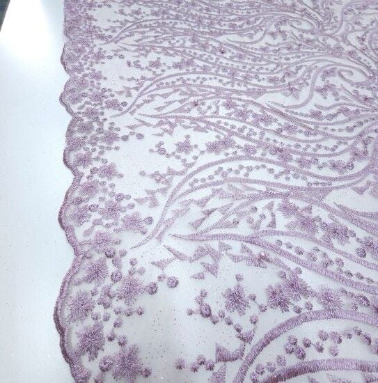 Boncuklu Sarmaşık Güpür Kumaş Gül Kurusu