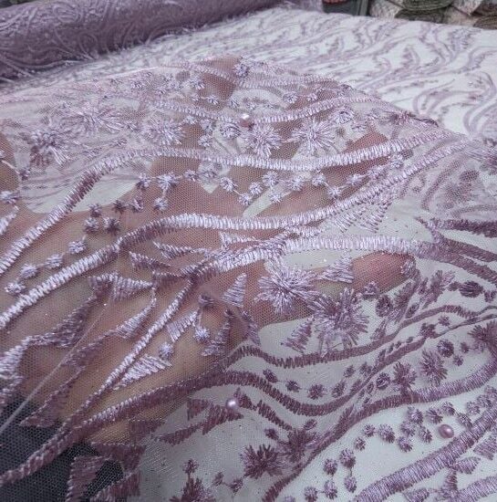 Boncuklu Sarmaşık Güpür Kumaş Gül Kurusu