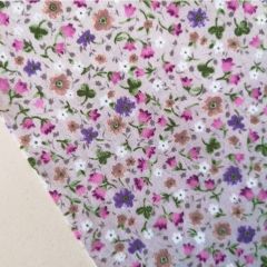 Minik Çiçekler poplin kumaş sütlü kahve