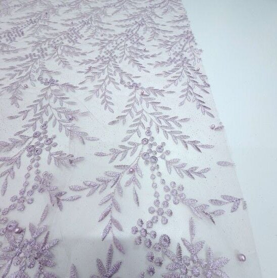 Boncuklu Çiçekler Güpür Kumaş Rose