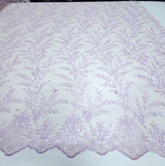 Boncuklu Çiçekler Güpür Kumaş Pembe