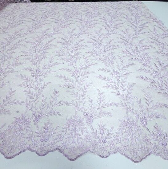 Boncuklu Çiçekler Güpür Kumaş Pembe