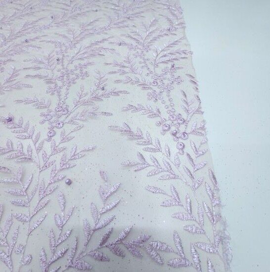 Boncuklu Çiçekler Güpür Kumaş Pembe