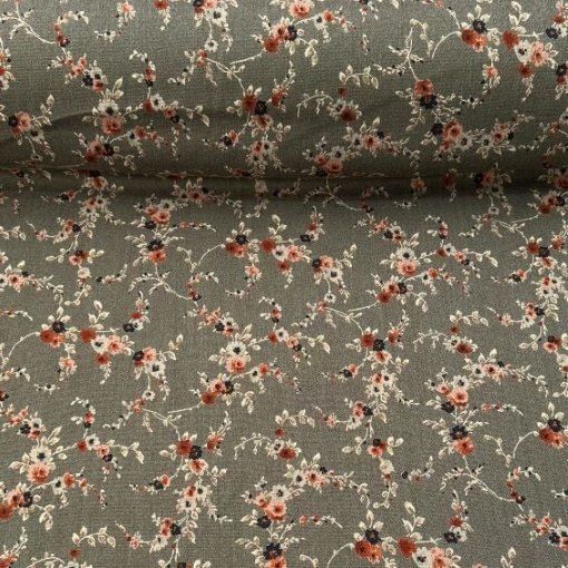 Çıtır Çiçekler Yün Angor Kumaş yeşil