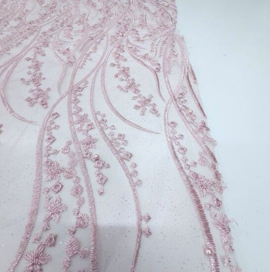 Boncuklu Sarmaşık Güpür Kumaş Pudra