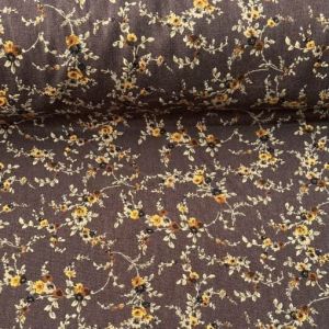 Çıtır Çiçekler Yün Angor Kumaş kahverengi