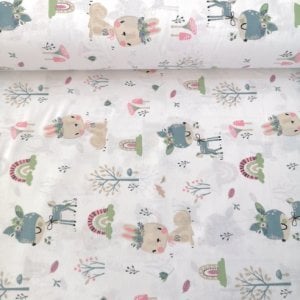 Sevimli Karacalar Poplin Kumaş Mint