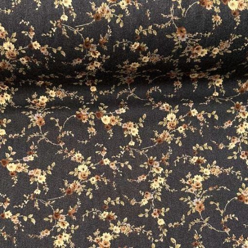 Çıtır Çiçekler Yün Angor Kumaş füme