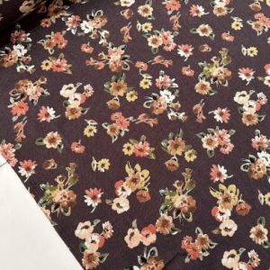 Yeni Çiçekler Yün Angor Kumaş kahverengi