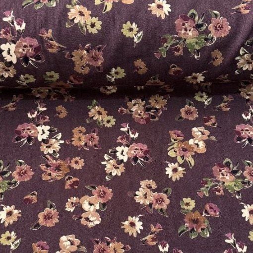 Yeni Çiçekler Yün Angor Kumaş mor