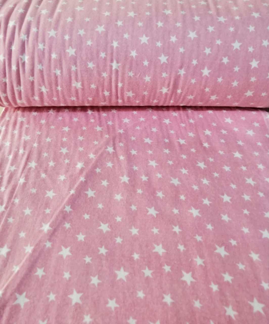 Küçük yıldızlar pembe pazen kumaş
