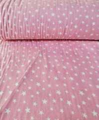 Küçük yıldızlar pembe pazen kumaş