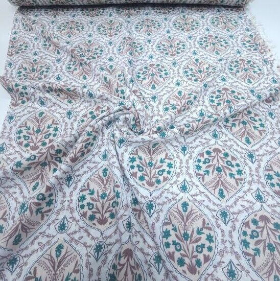 Çini Desen Viskon Kumaş Yeşil